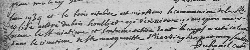 Décès 1734