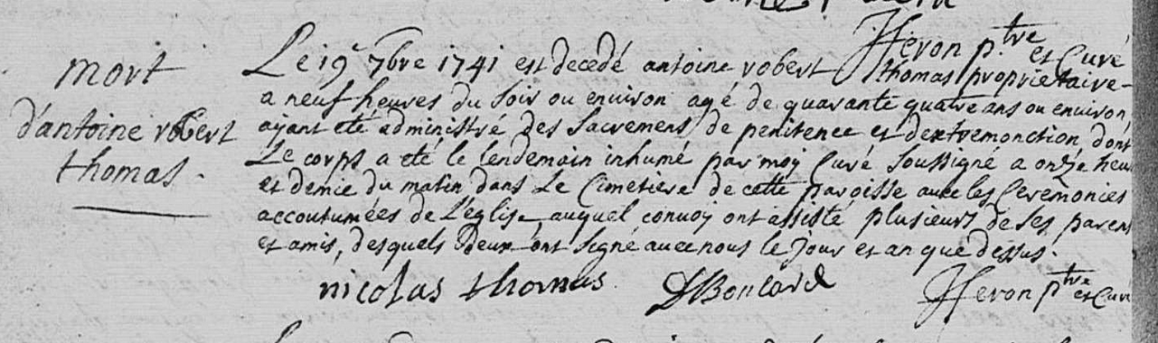Décès 1741