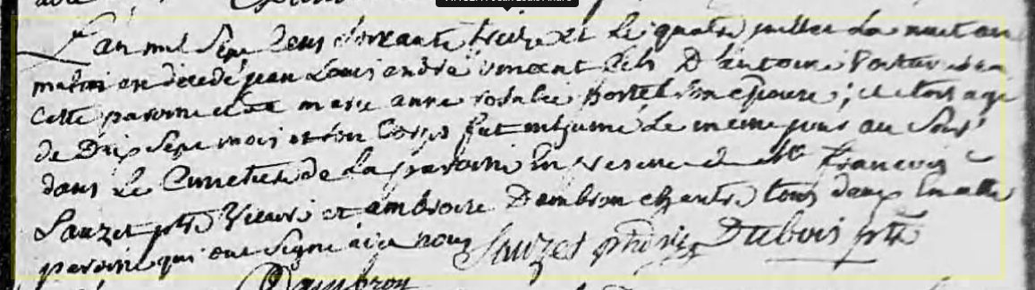 Décès 1773
