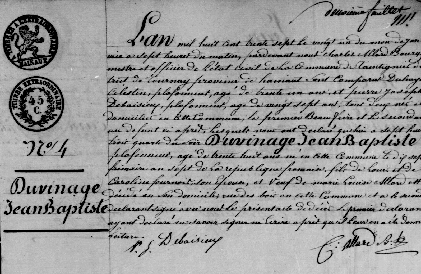 Décès 1837