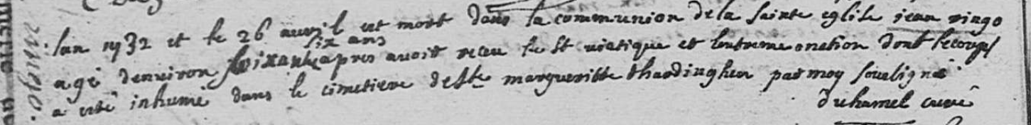 Décès 1732