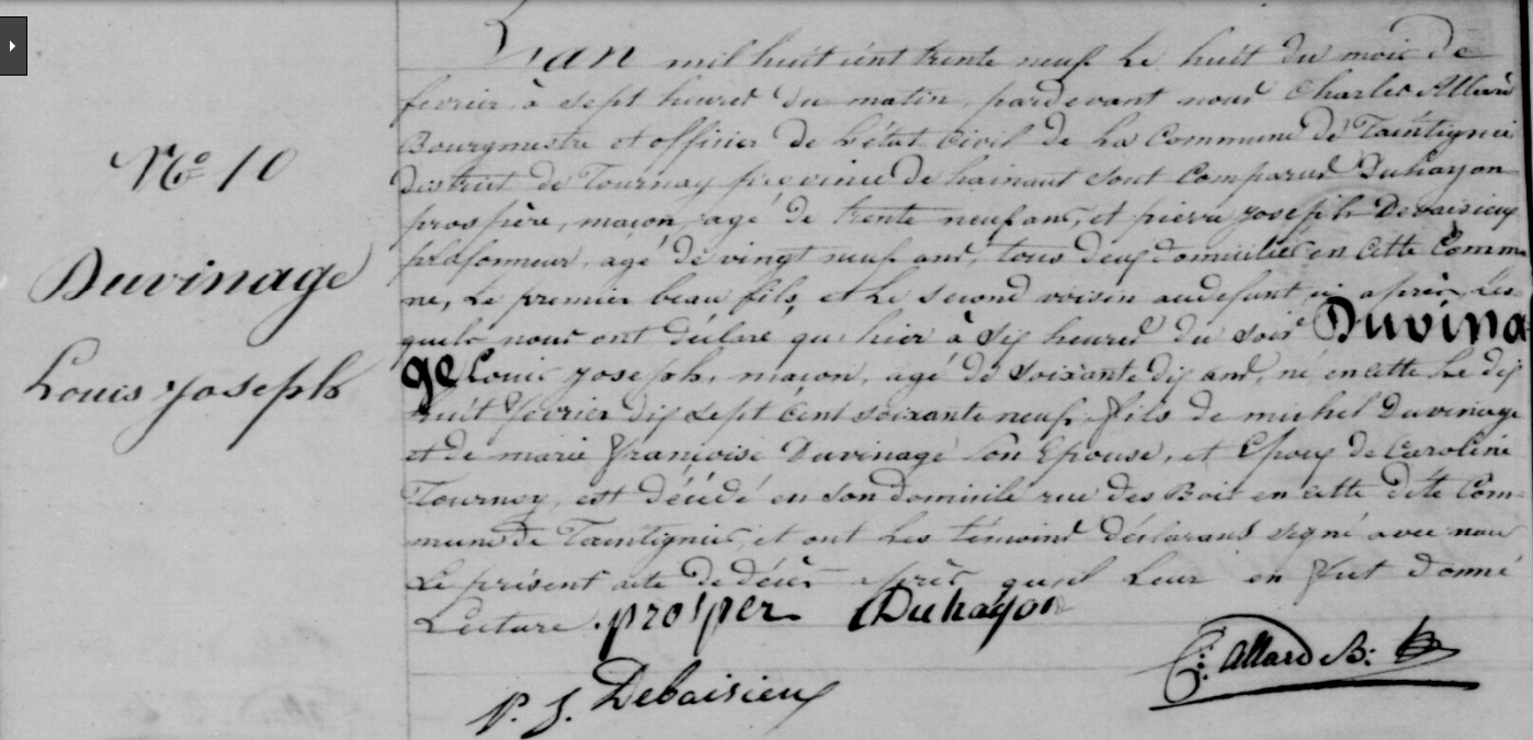 Décès 1839
