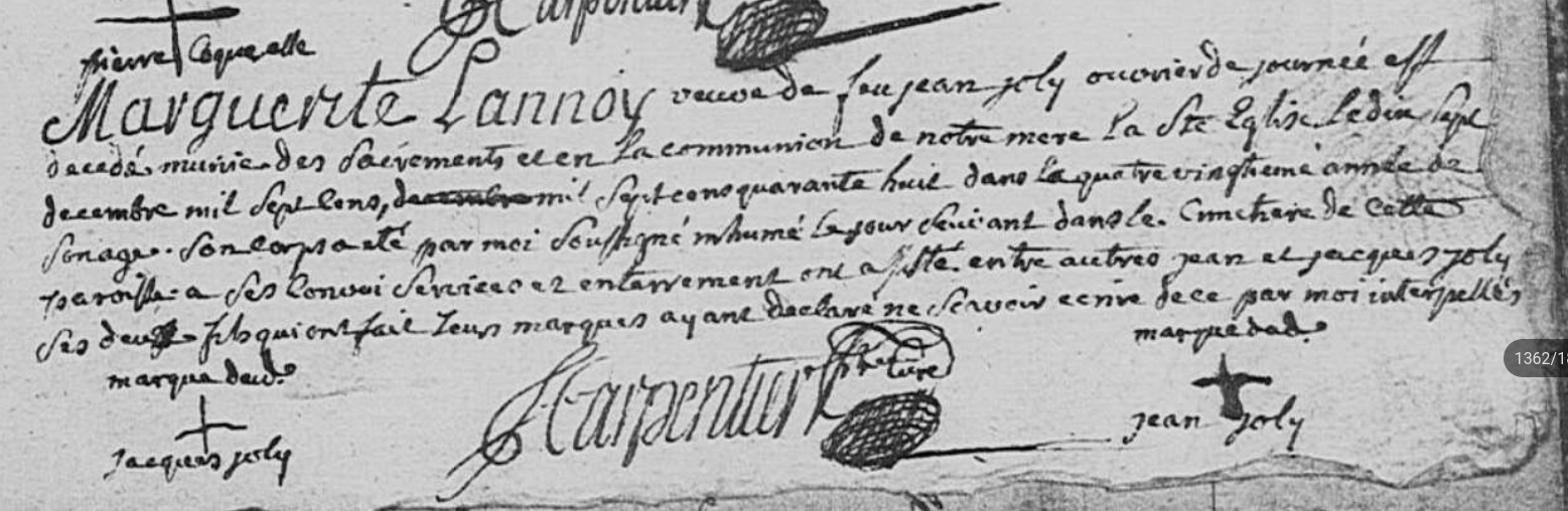Décès 1748