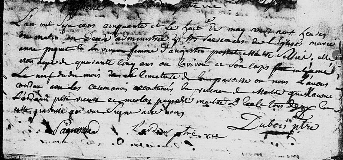 Décès 1750