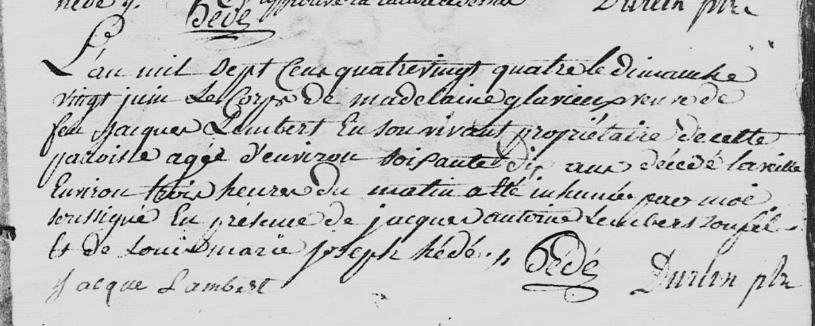Décès 1784