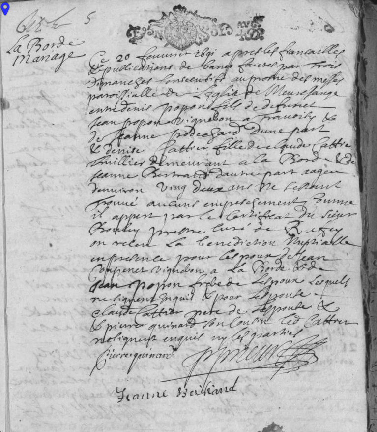 Mariage 1691
