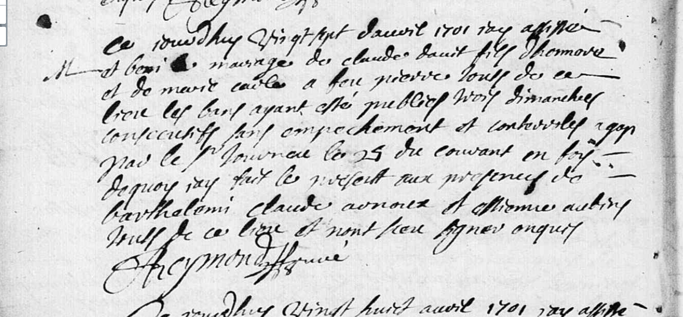 Mariage 1701