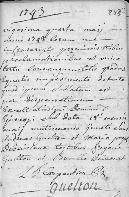 Mariage 1743