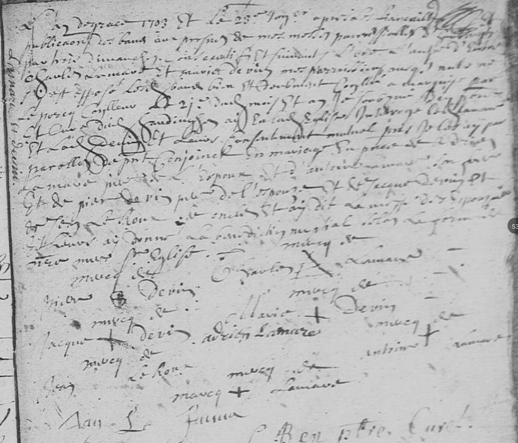 Mariage 1703