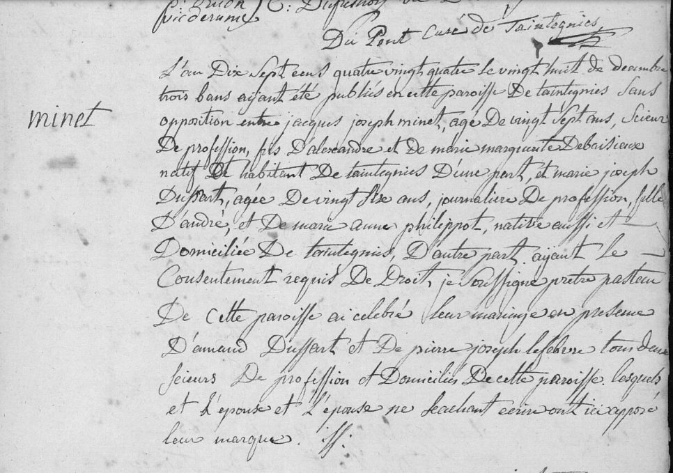 Mariage 1784