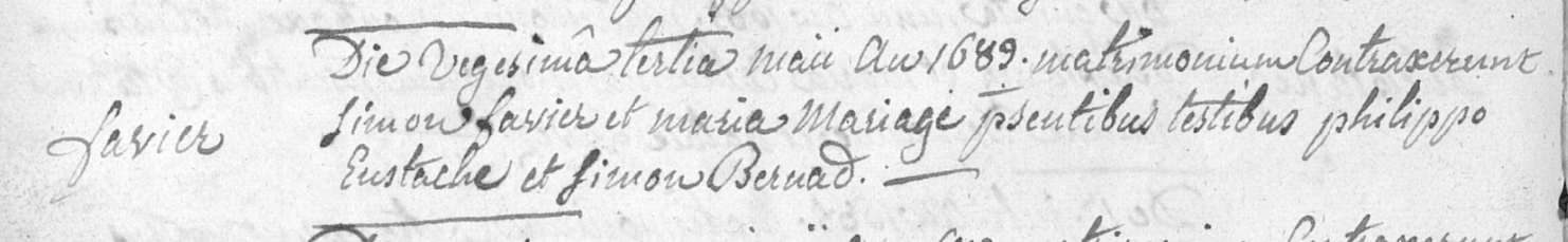 Mariage 1689