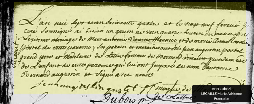 Naissance 1764