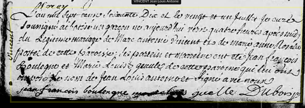 Naissance 1770